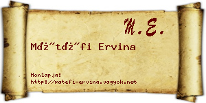 Mátéfi Ervina névjegykártya